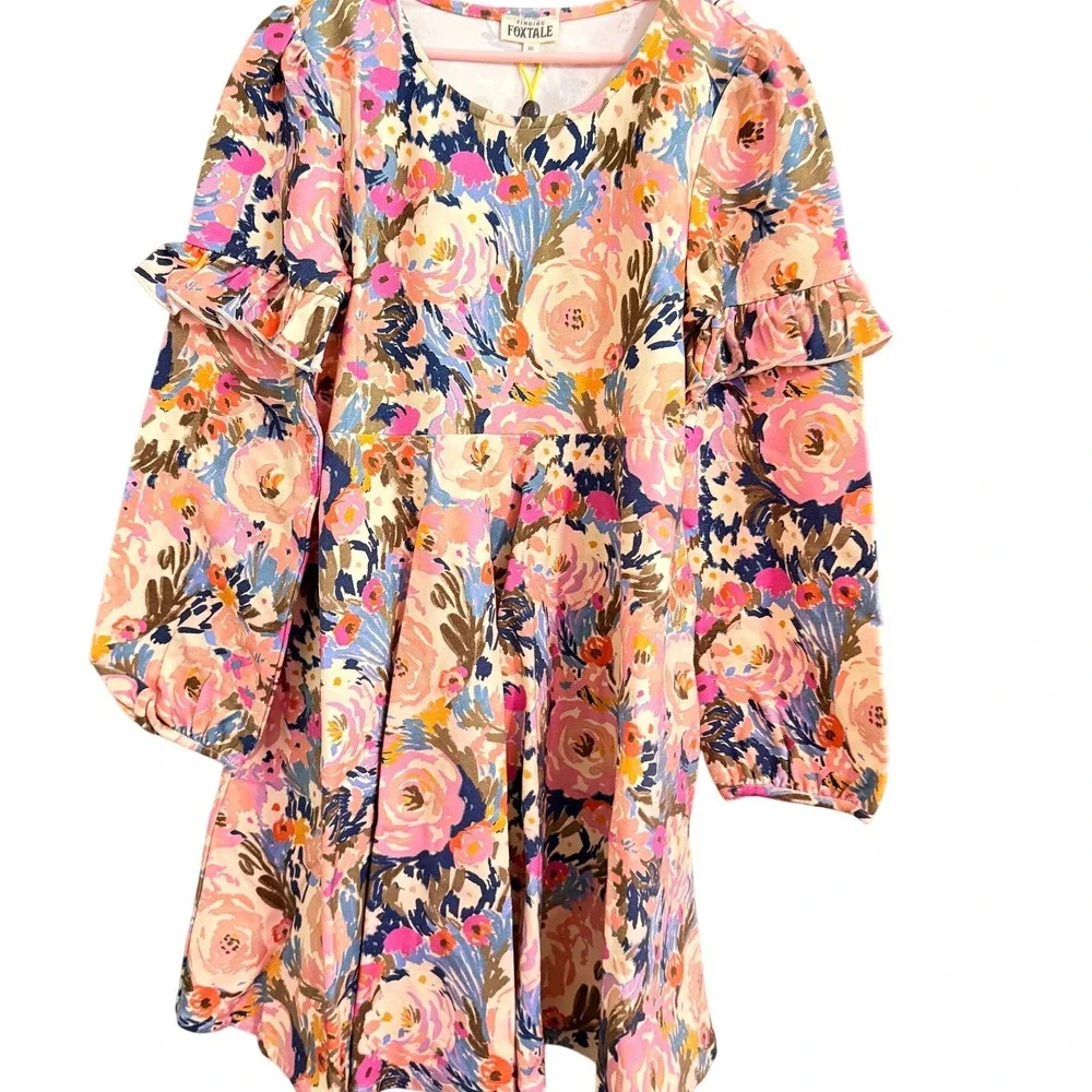 Finding Foxtale Girls Floral‎ Ruffle Sleeve Dress Size 10